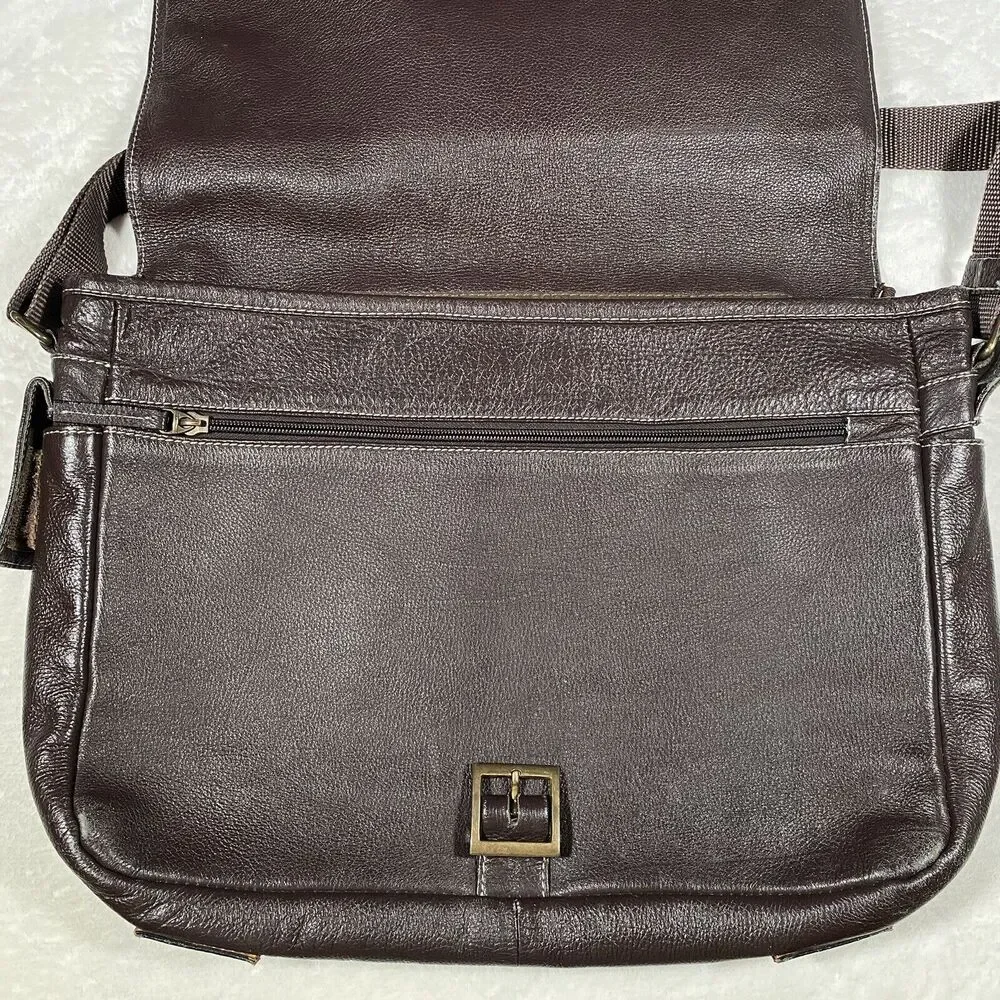 Marruecos Columbian Leather Messenger Bag Laptop Bag Hand Crafted Brown Pebbled